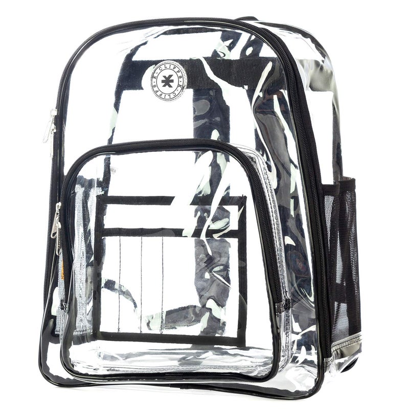 K-Cliffs Clear Backpack Heavy Duty Student Bookbag Large Durable See Through School Bag Quality Transparent PVC Travel Security Workbag Black - Image 2